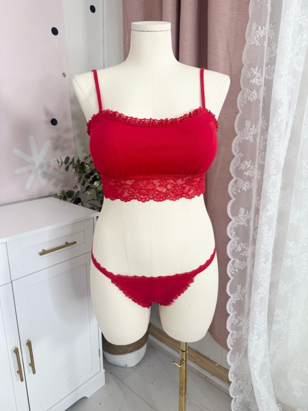 Sugar Thrillz Red Lace Bralette & Bikini Set - Women's Intimates Bin#5